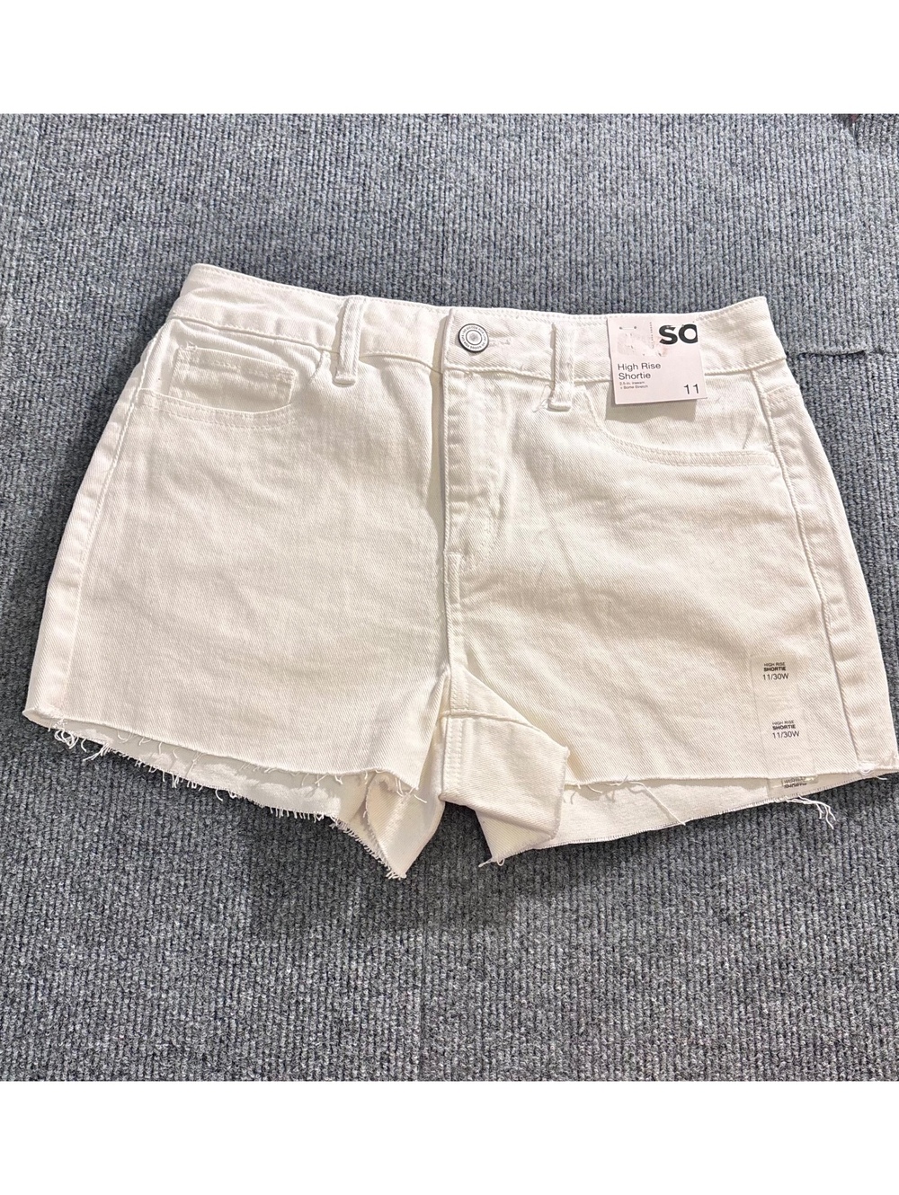 SO High Rise White Denim Shorts - Size 11